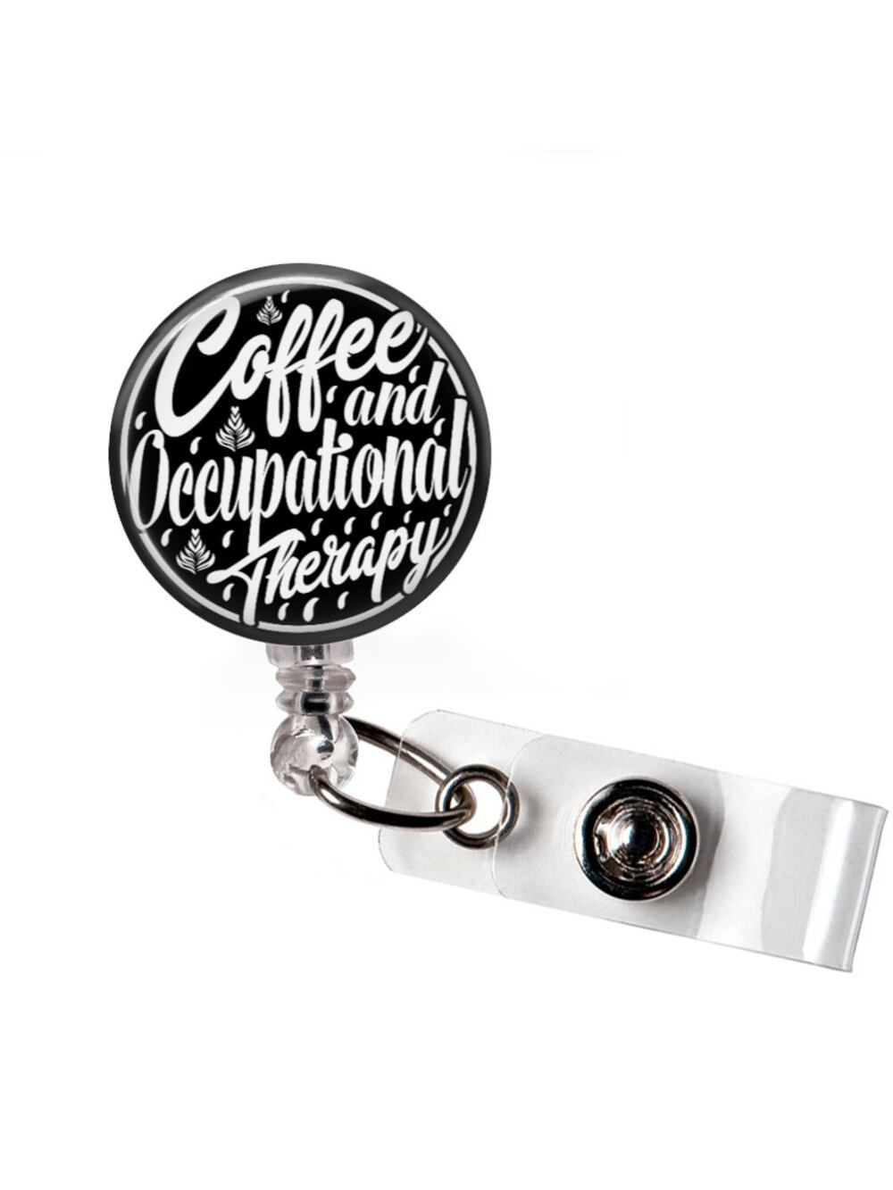 Coffee and Occupational Therapy Badge Reel OT Gift Retractable ID Holder
